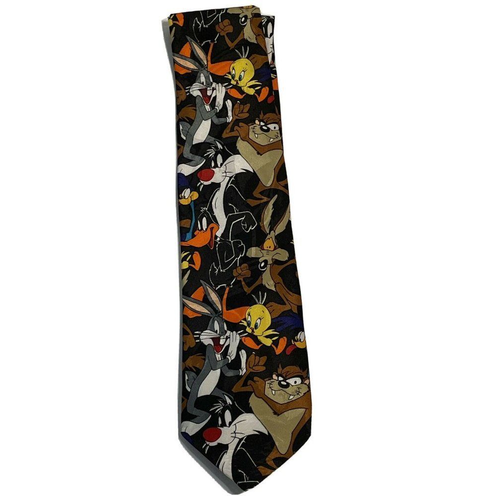 Vtg Looney Tunes Novelty Neck Tie Necktie Bugs Taz